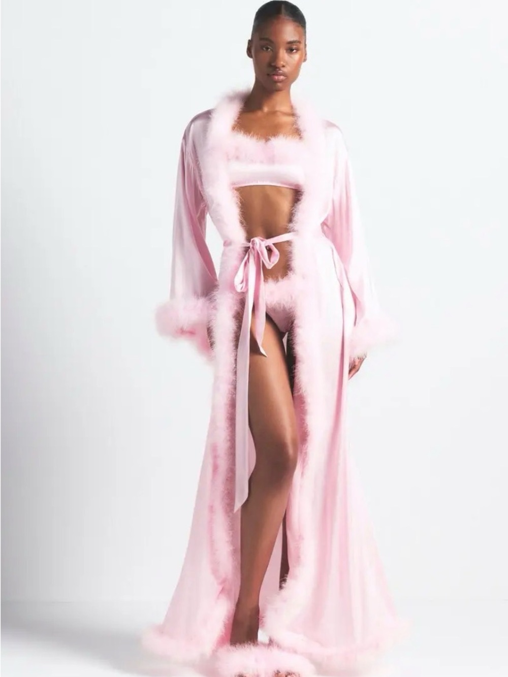 SKIMS SOLD OUT LIMITED EDITION Cherry Blossom SILK AND FEATHER full length robe